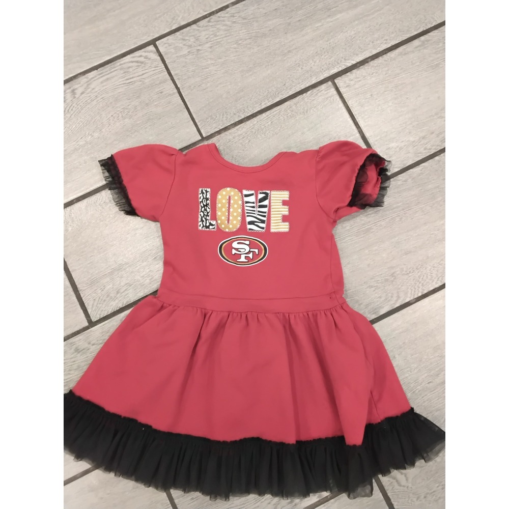 NFL Team Apparel San Francisco 49ers Girls Red Tulle Ruffle Dress 4T LOVE SF